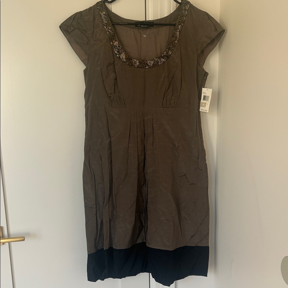 Kenzie Brown and Black Midi Dress